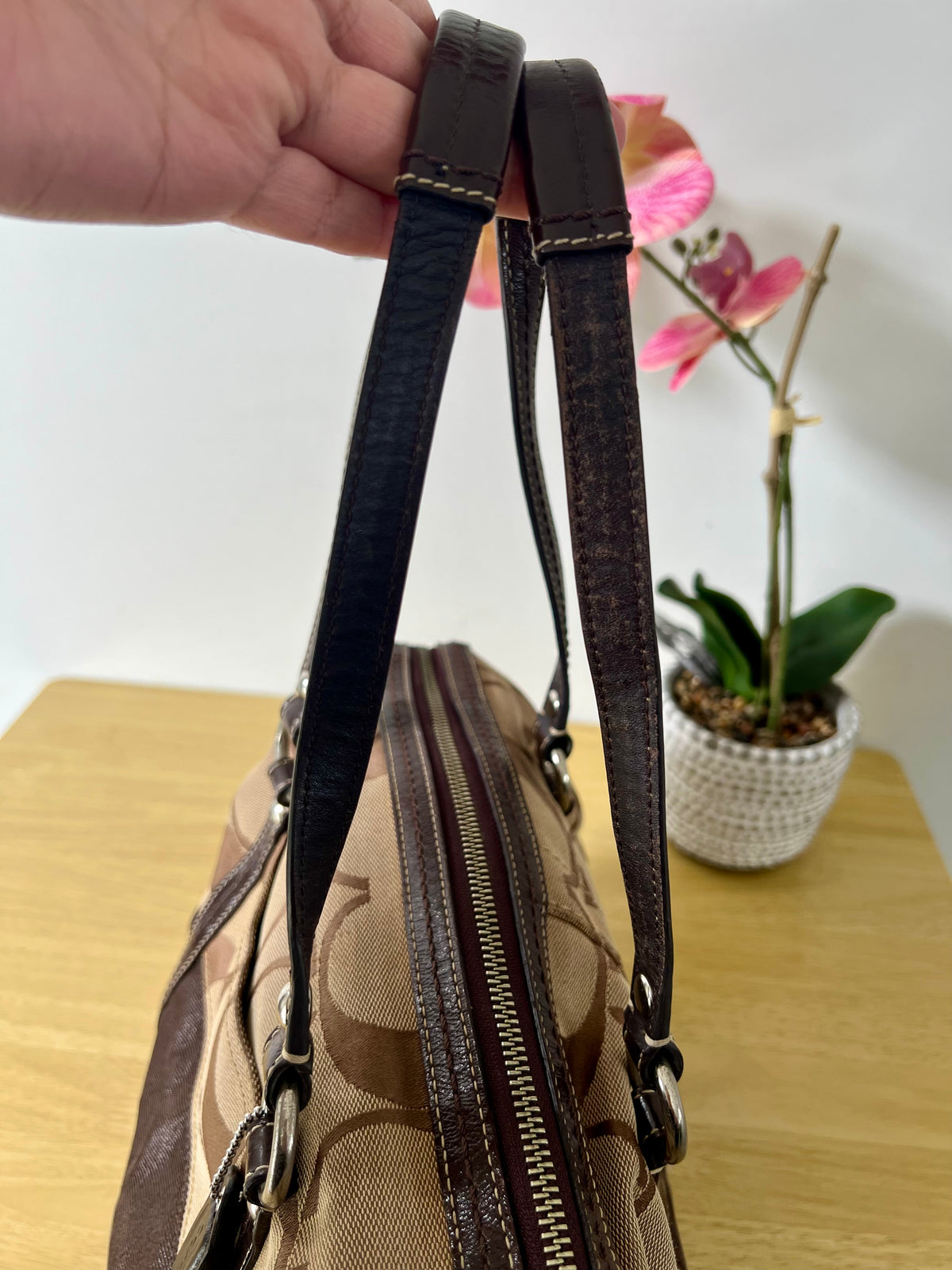 Coach Signature Stripe Satchel