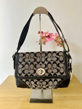Coach Black and Grey Signature Monogram Two Way Bag