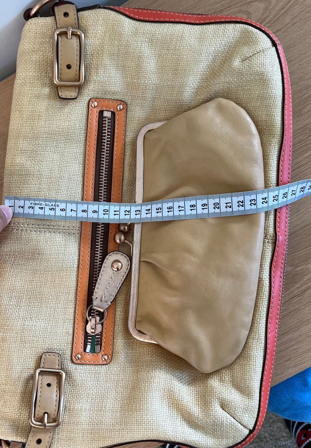 Authentic Coach Rare 2000s Bonnie Cashin Straw & Leather Fold-Over Bag
