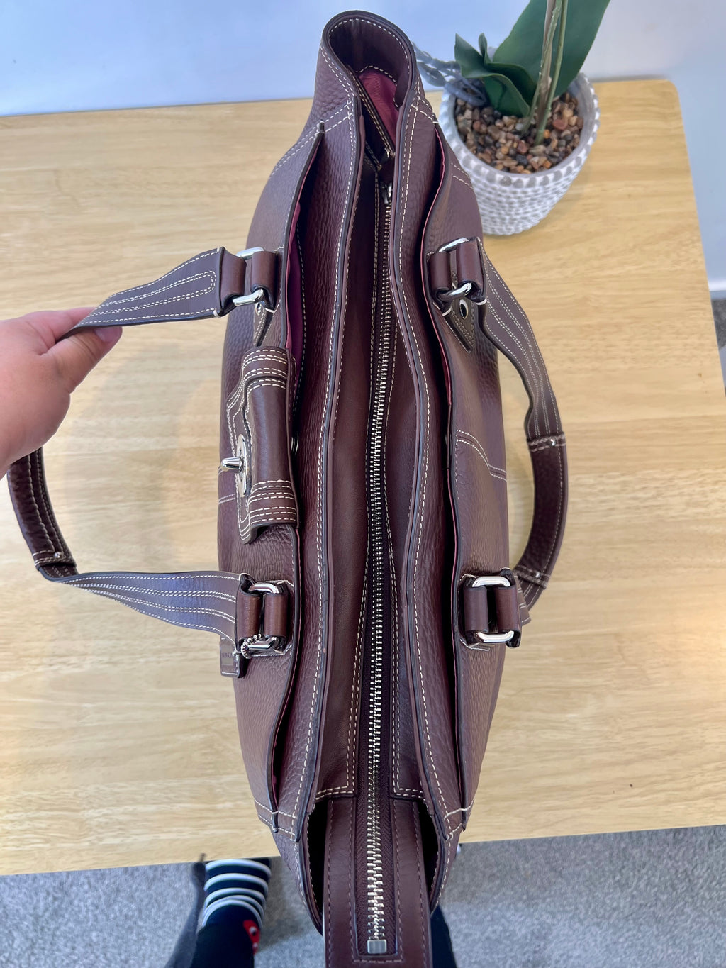 Coach Hampton Turnlock Large Leather Bag