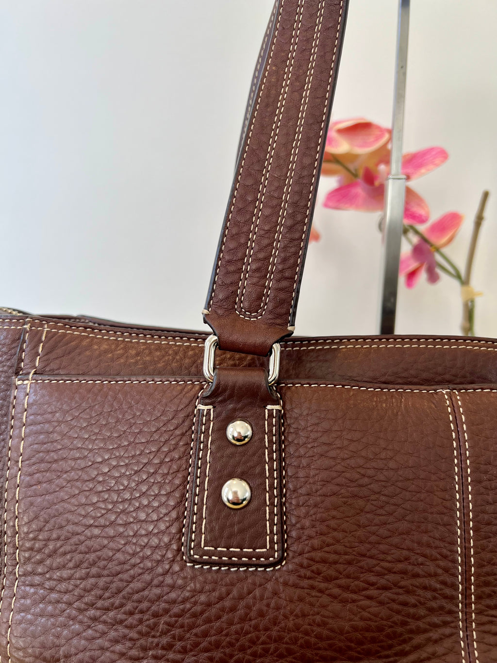 Coach Hampton Turnlock Large Leather Bag
