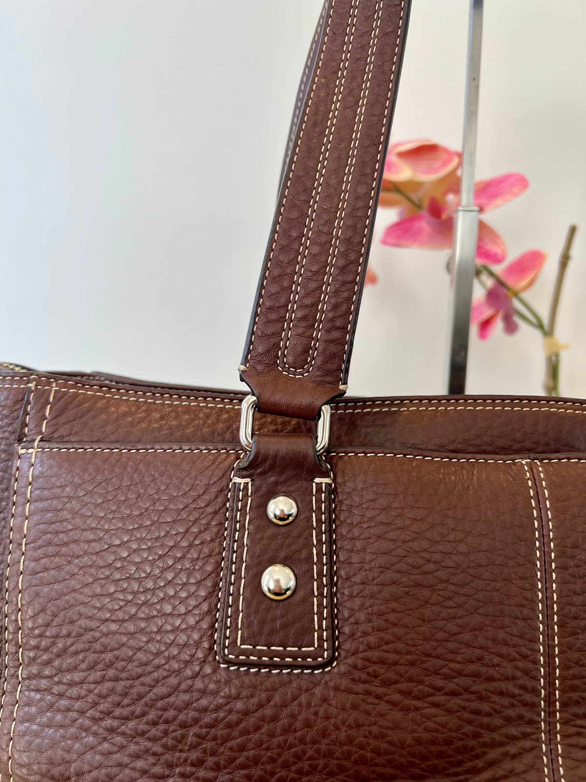 Coach Hampton Turnlock Large Leather Bag