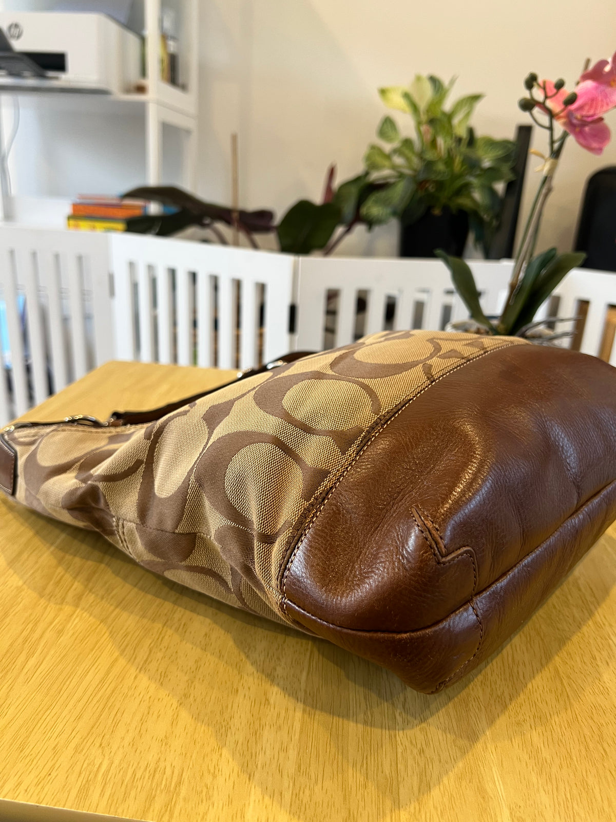 Coach Signature Canvas Hobo Crossbody Bag