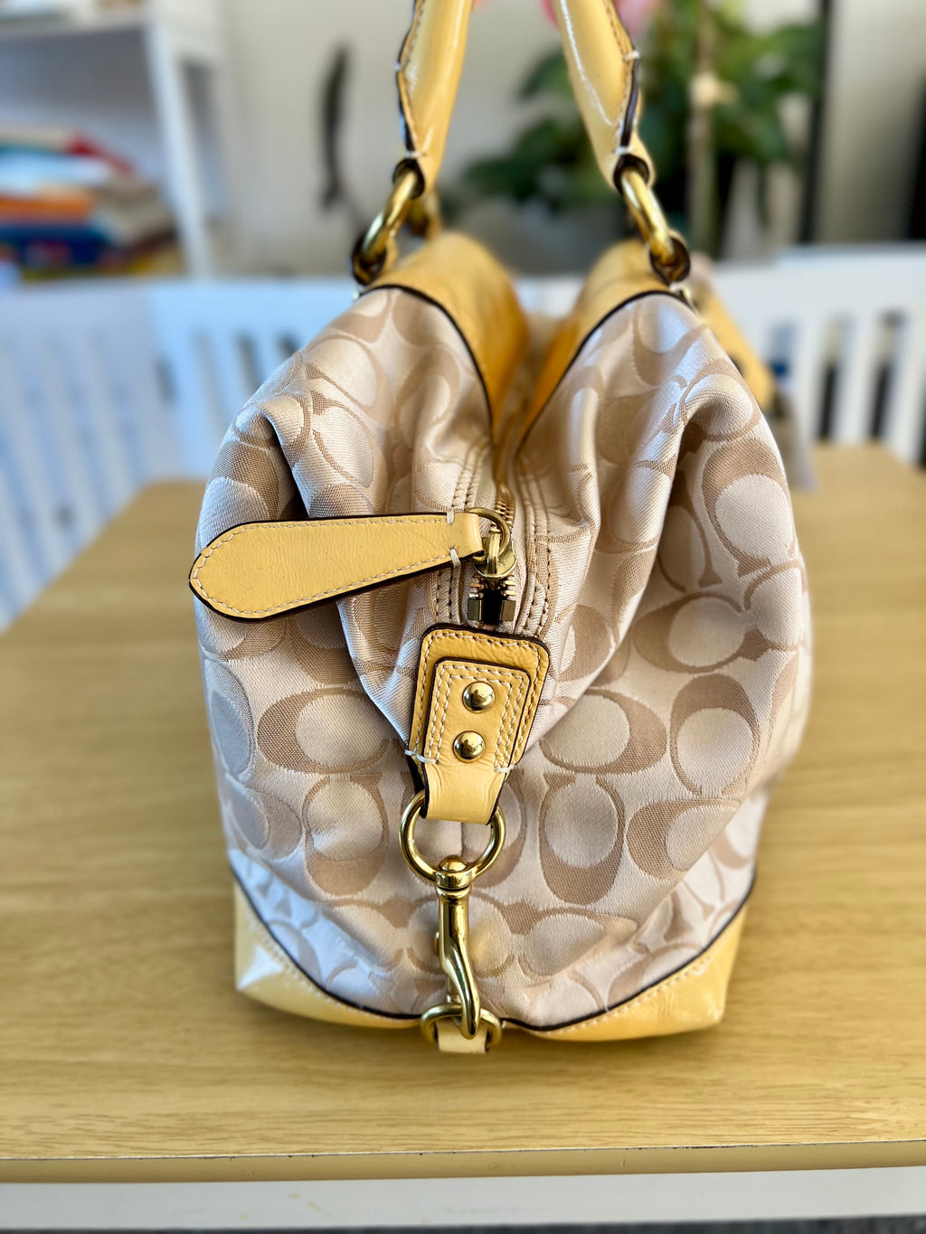 Coach Ashley Signature Canvas with Patent Leather Satchel