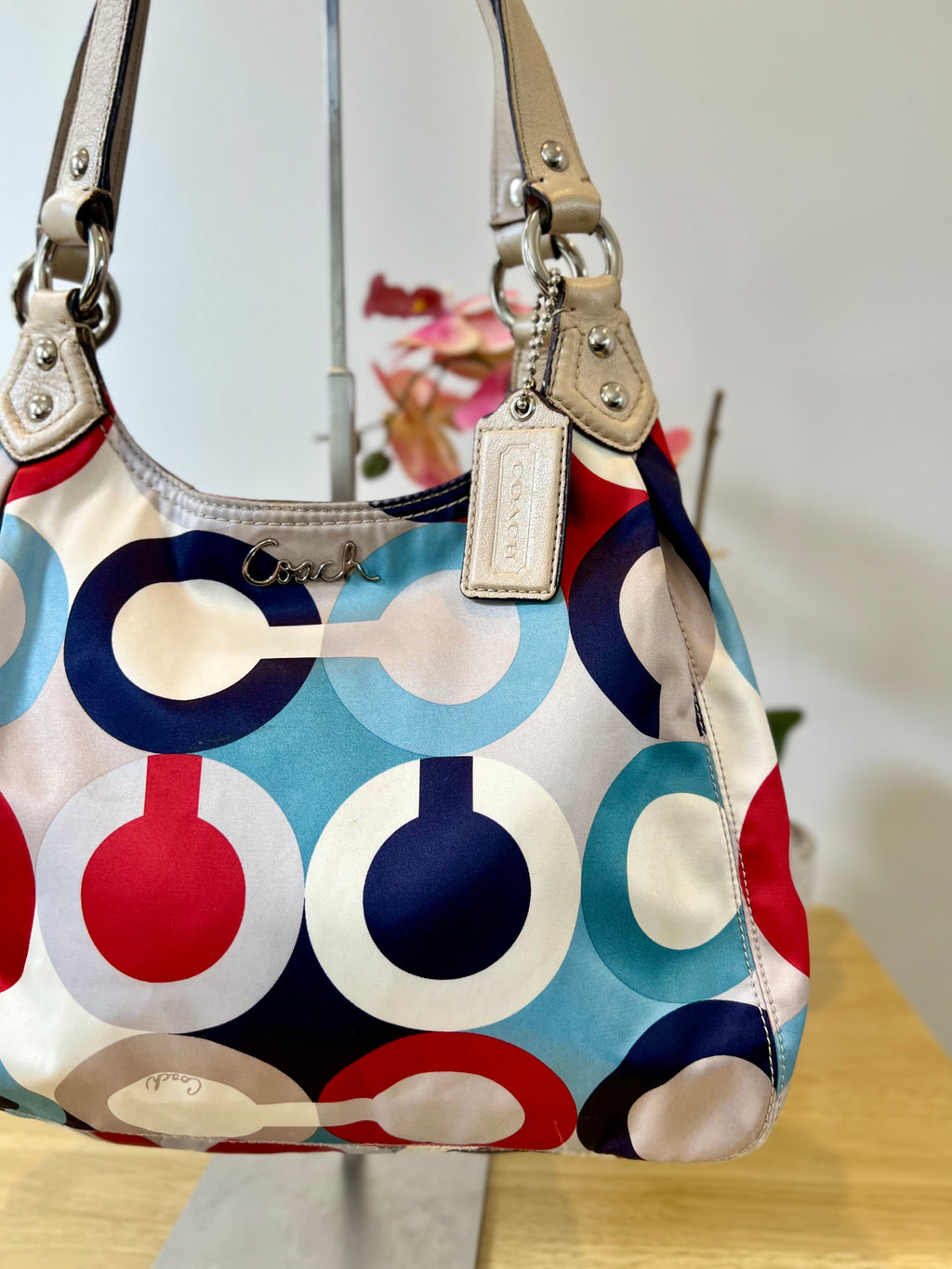 Coach Madison Scarf Graphic Op Art Shoulder Bag