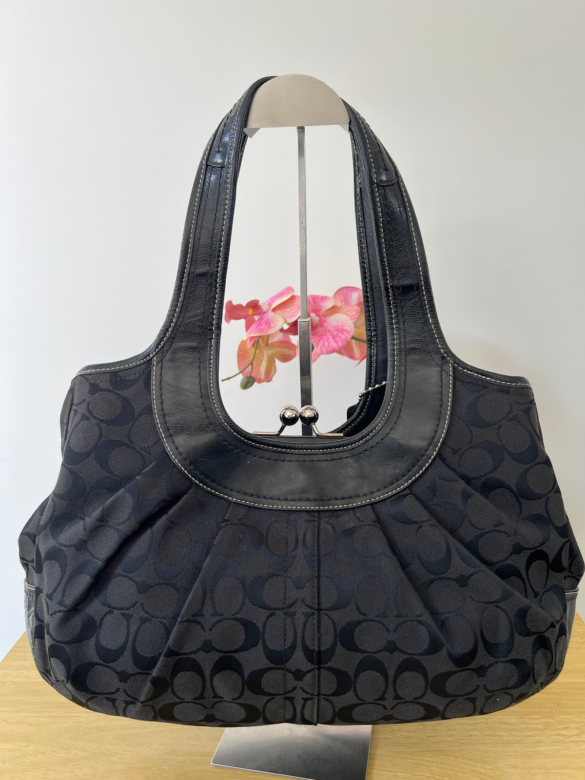 Coach Ergo Kisslock Signature Pleated Bag