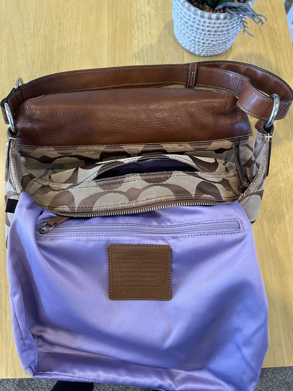 Coach Signature Canvas Hobo Crossbody Bag