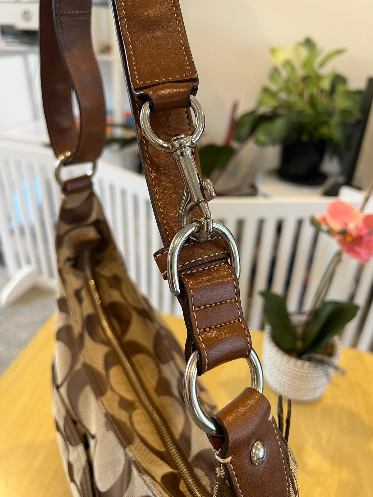 Coach Signature Canvas Hobo Crossbody Bag