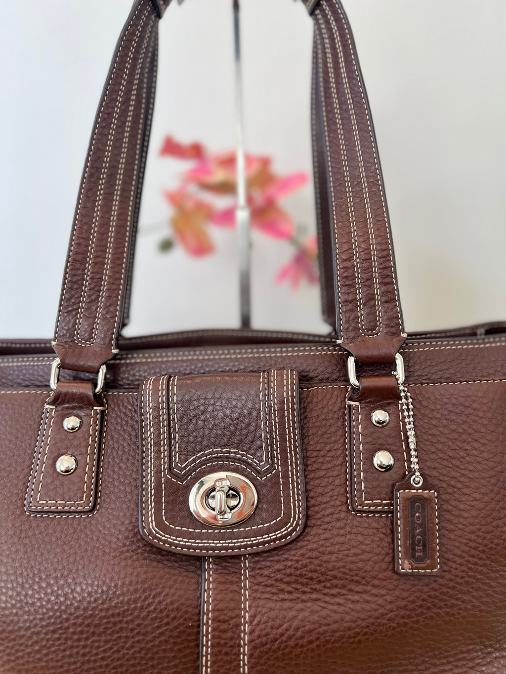 Coach Hampton Turnlock Large Leather Bag