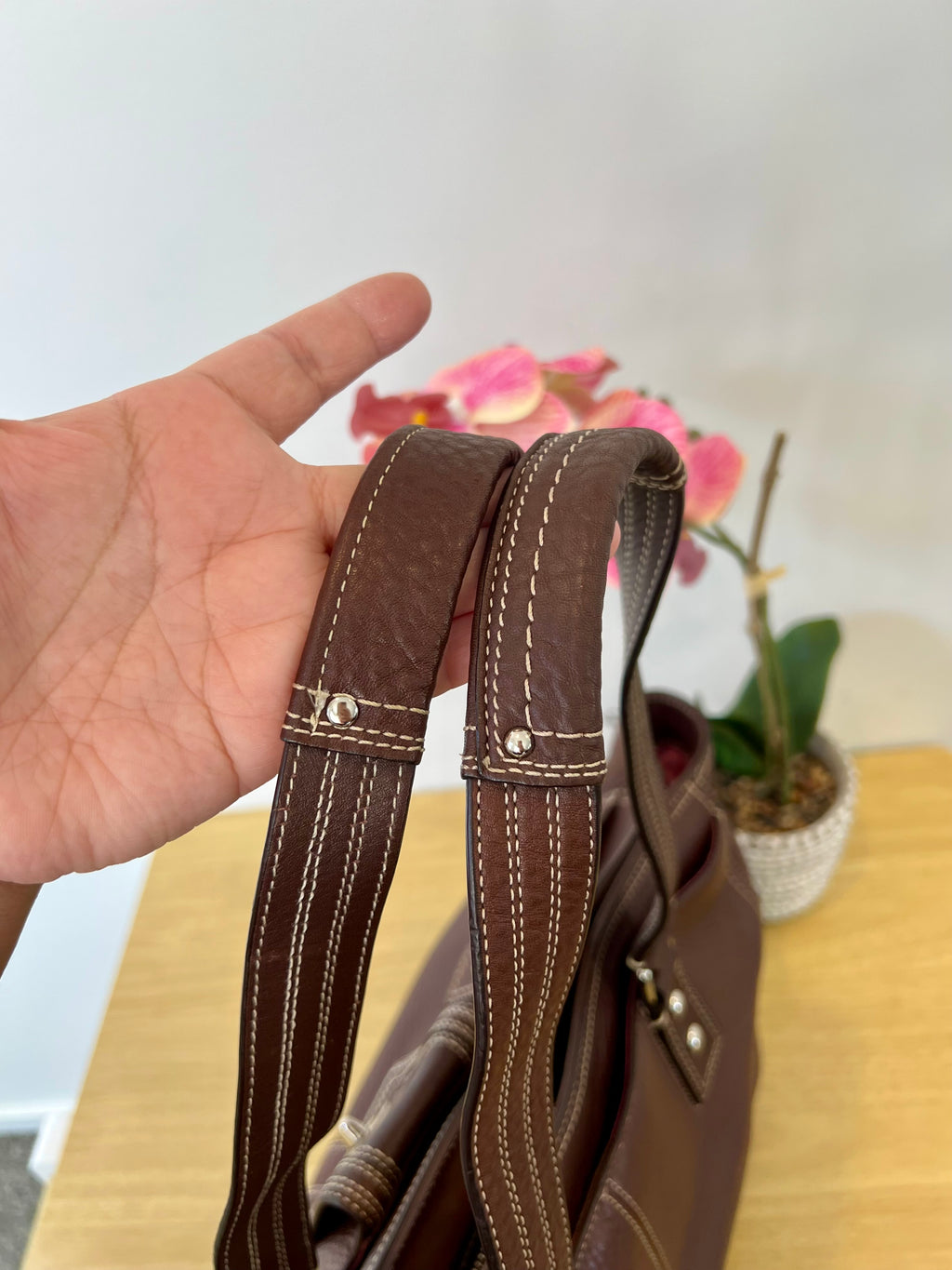 Coach Hampton Turnlock Large Leather Bag