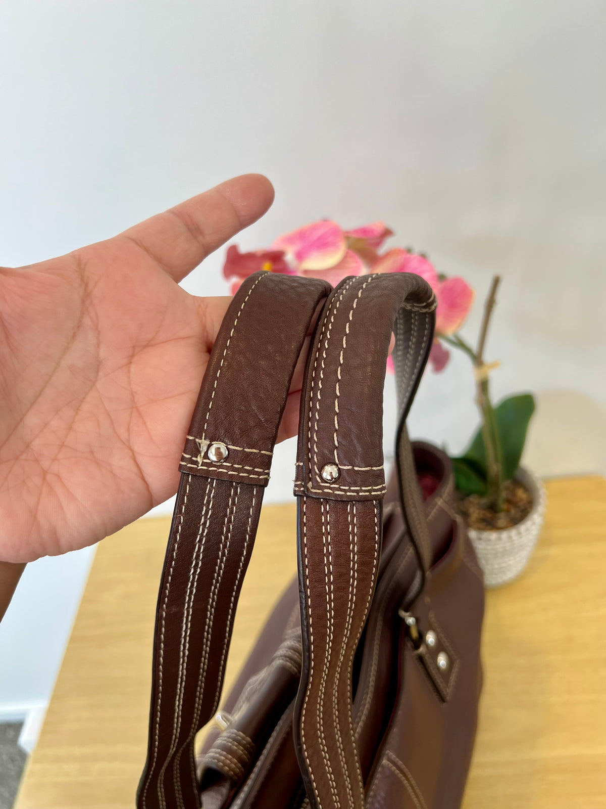 Coach Hampton Turnlock Large Leather Bag