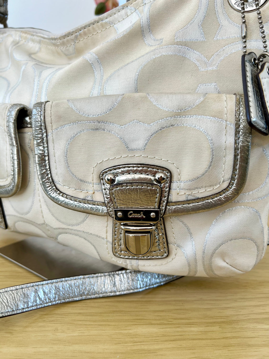 Coach Poppy Signature Double Pocket Shoulder Bag