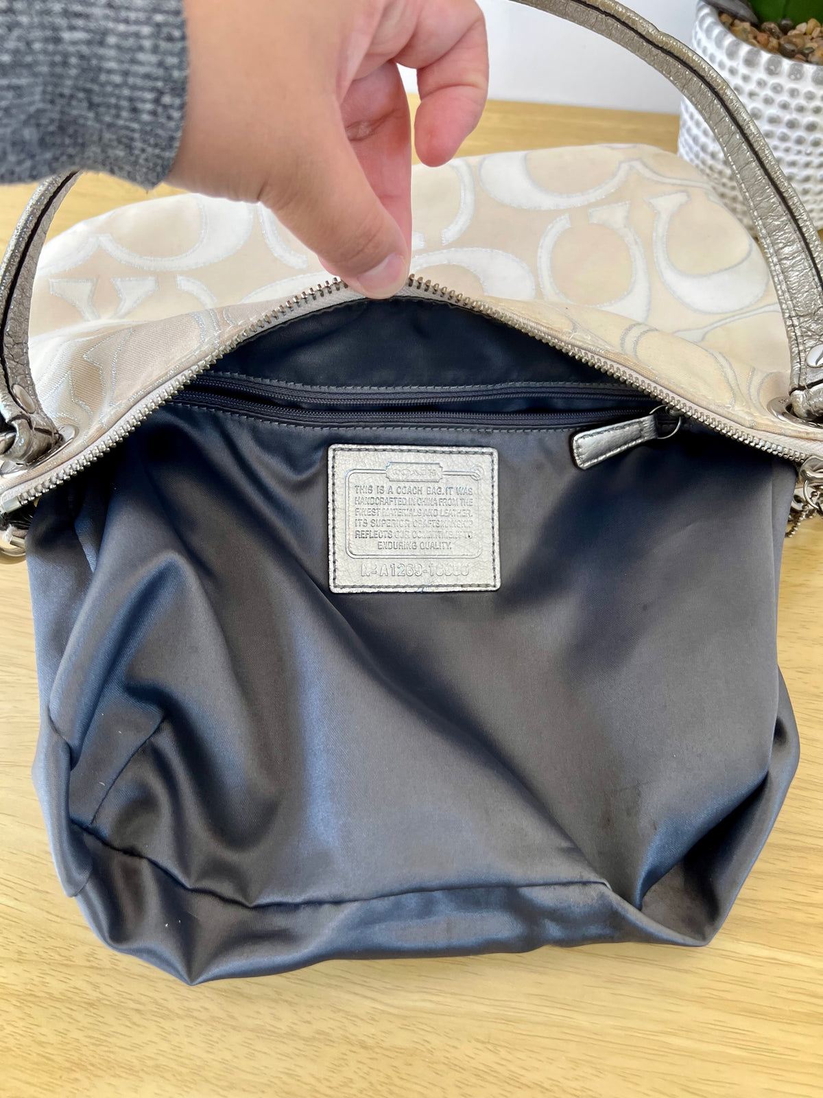 Coach Poppy Signature Double Pocket Shoulder Bag