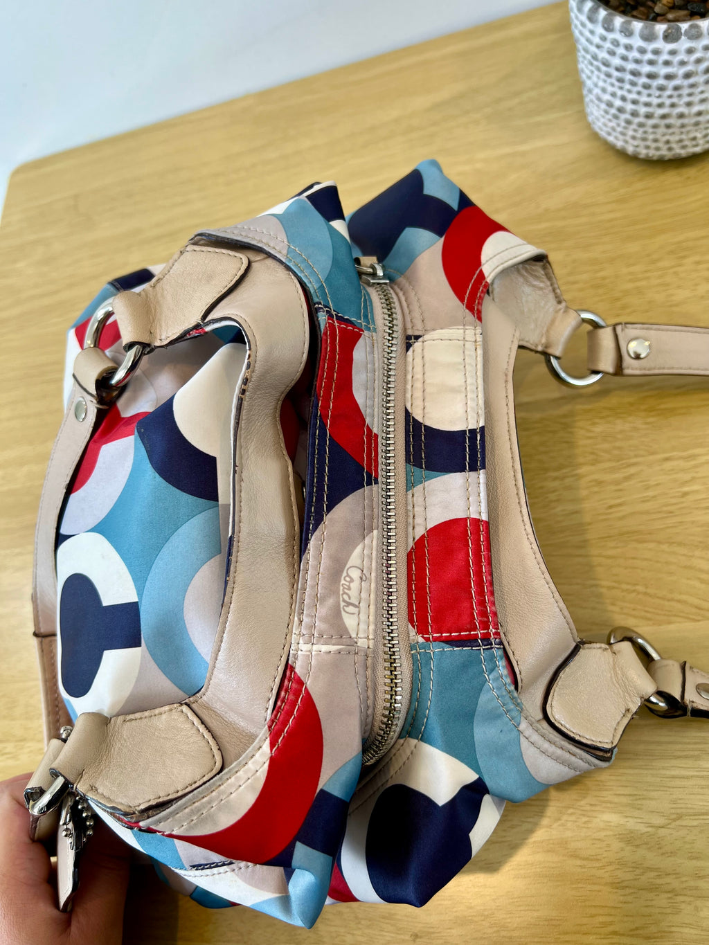 Coach Madison Scarf Graphic Op Art Shoulder Bag