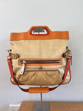 Authentic Coach Rare 2000s Bonnie Cashin Straw & Leather Fold-Over Bag