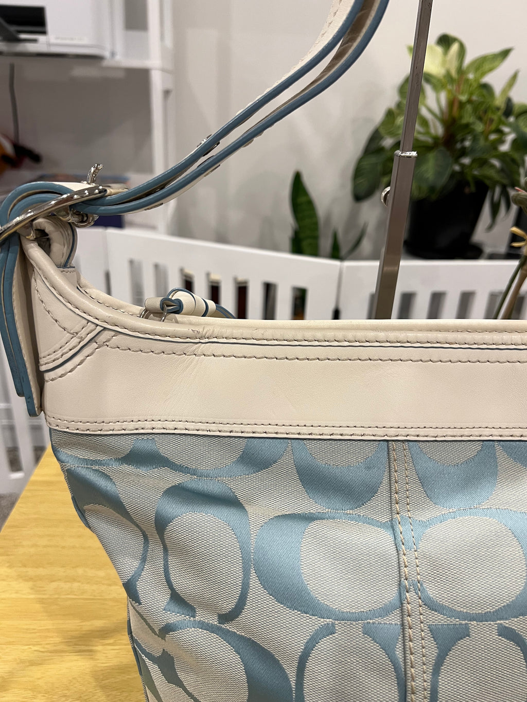 Coach Signature Rare Baby Blue Canvas Bucket Bag