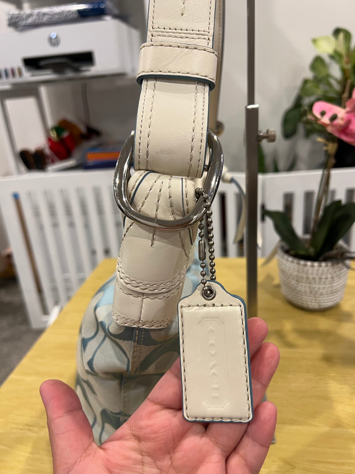 Coach Signature Rare Baby Blue Canvas Bucket Bag