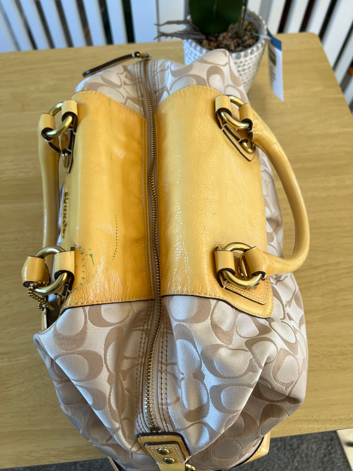 Coach Ashley Signature Canvas with Patent Leather Satchel