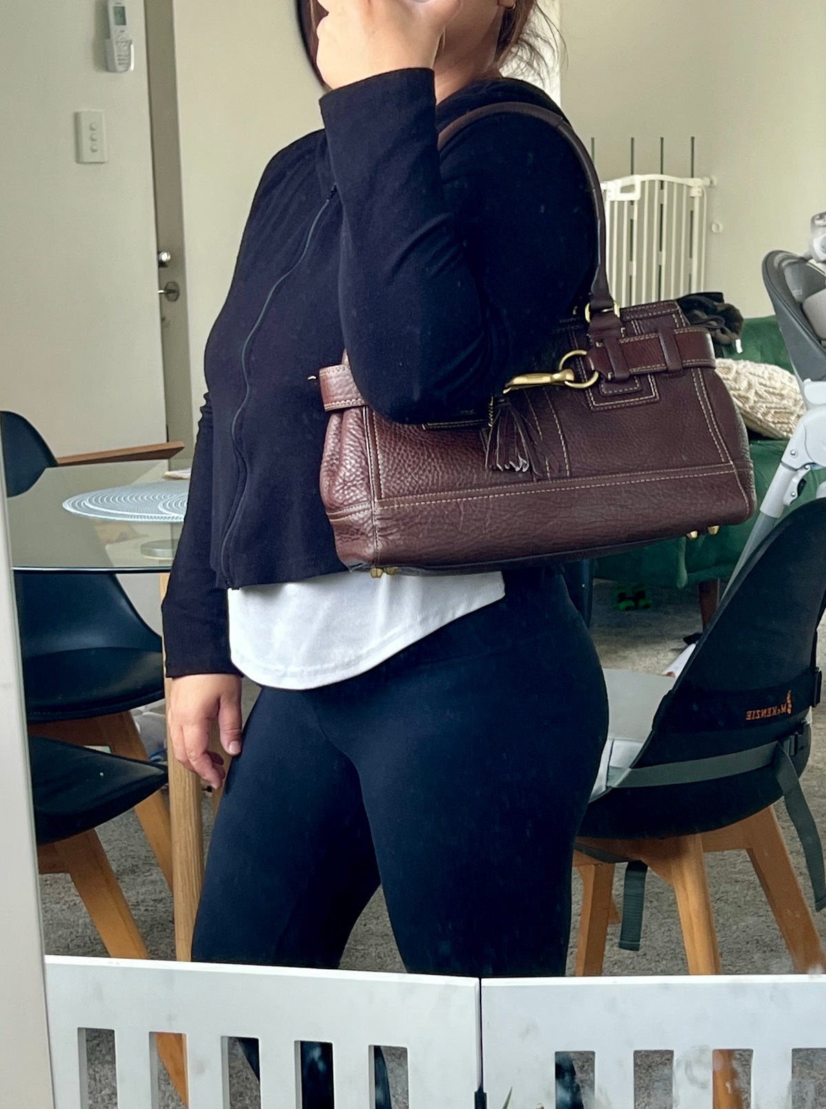 Coach Hamptons Leather Shoulder Bag