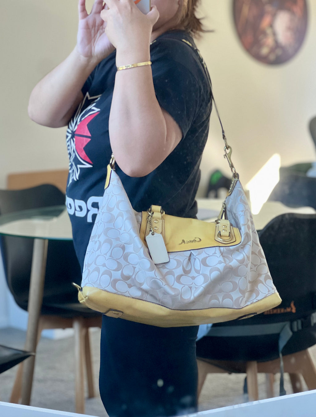 Coach Ashley Signature Canvas with Patent Leather Satchel
