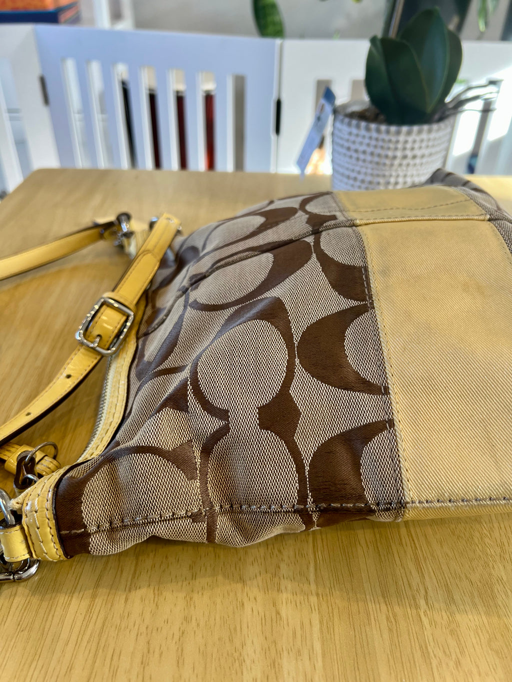 Coach Signature Stripe Hobo/Crossbody Bag
