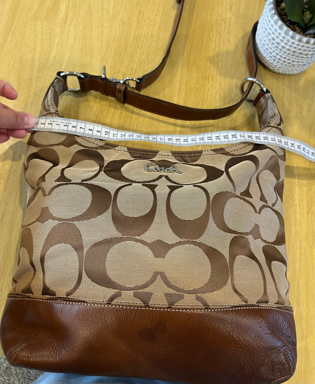 Coach Signature Canvas Hobo Crossbody Bag