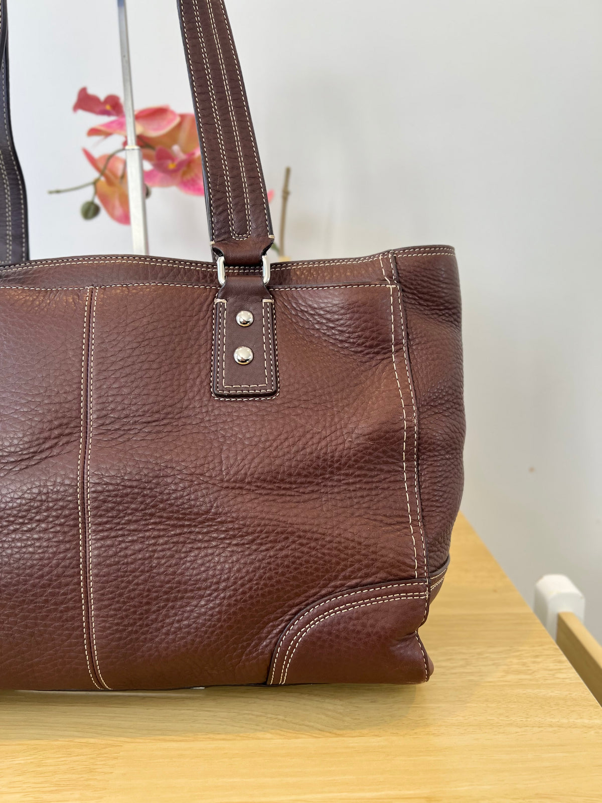 Coach Hampton Turnlock Large Leather Bag