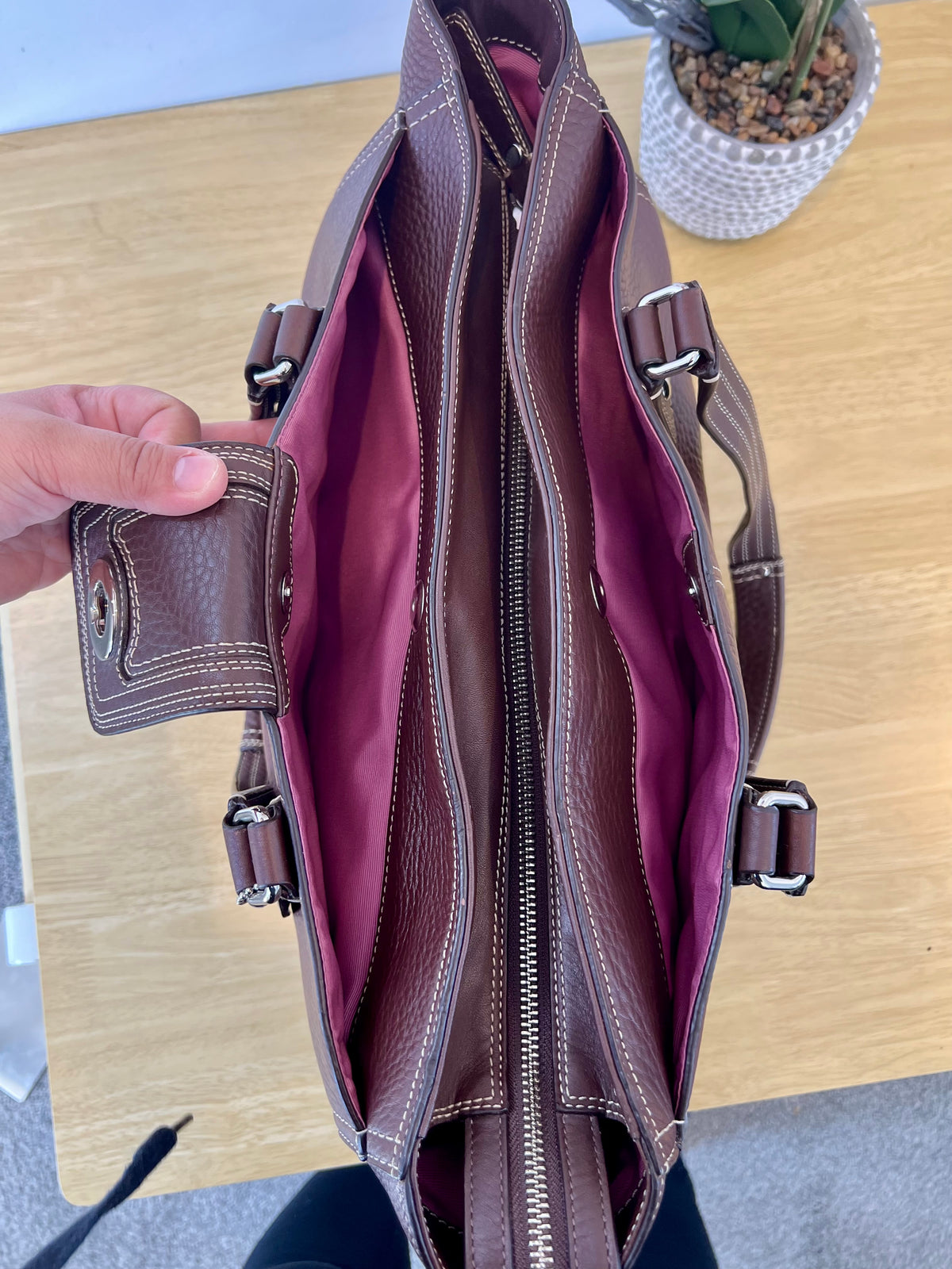 Coach Hampton Turnlock Large Leather Bag