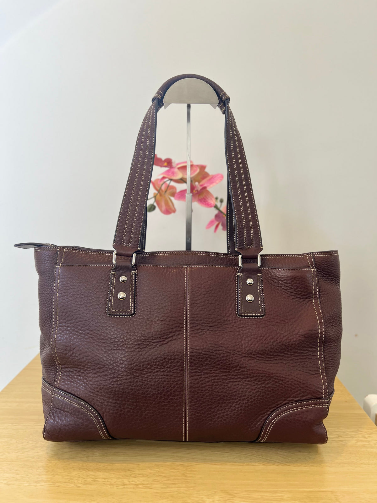 Coach Hampton Turnlock Large Leather Bag