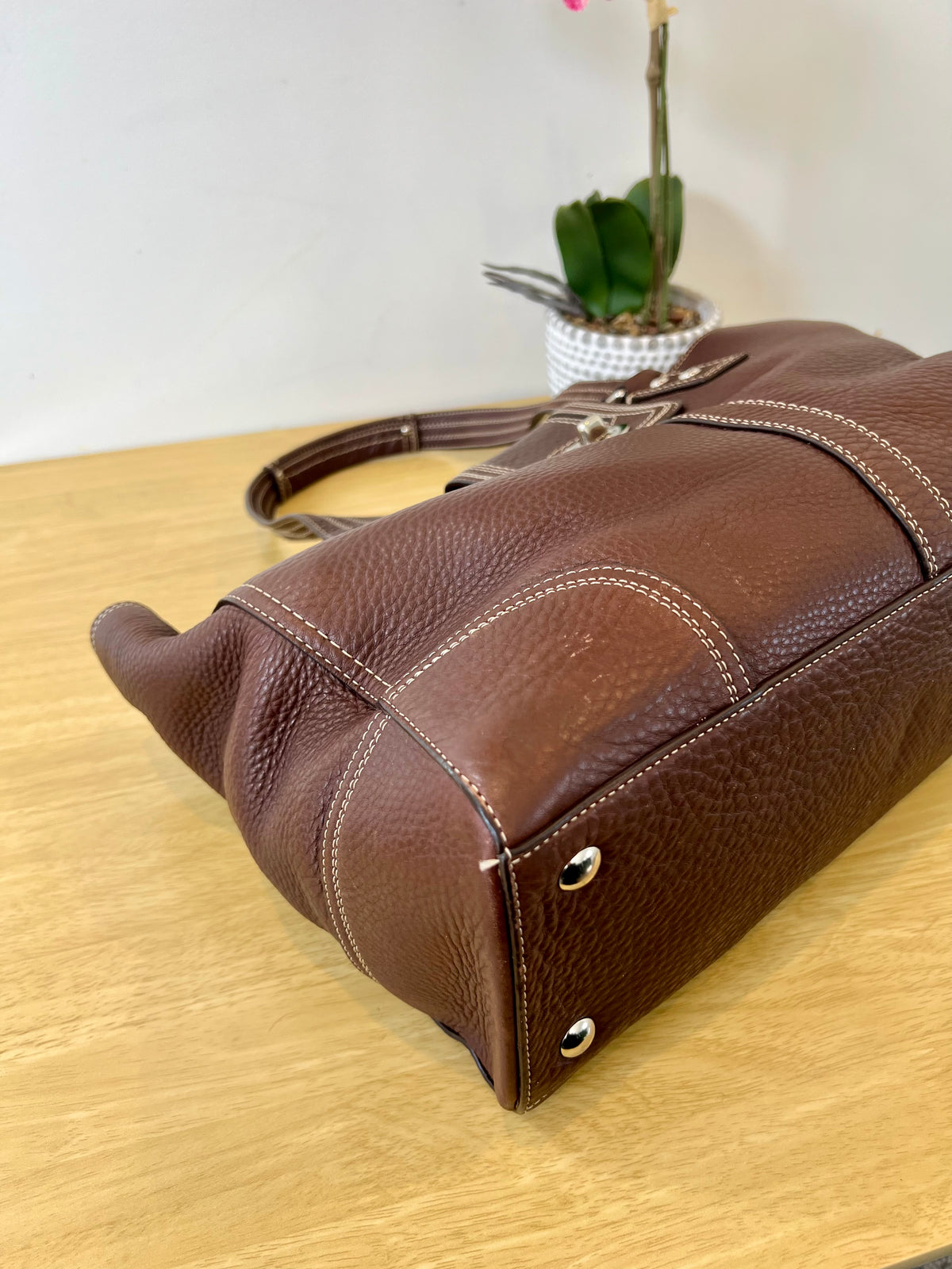 Coach Hampton Turnlock Large Leather Bag