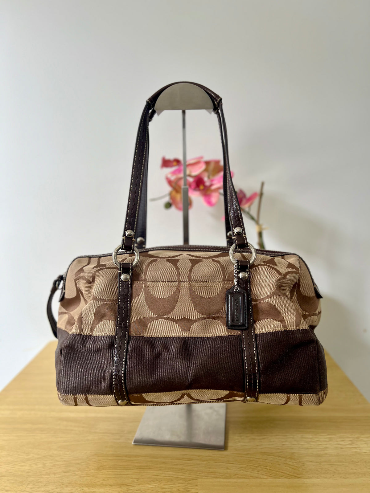 Coach Signature Stripe Satchel