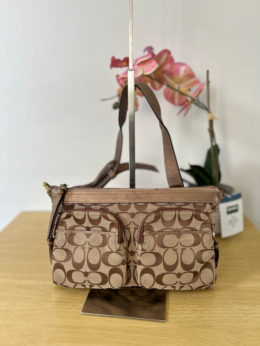 Coach Signature Double-Pocket Shoulder Bag