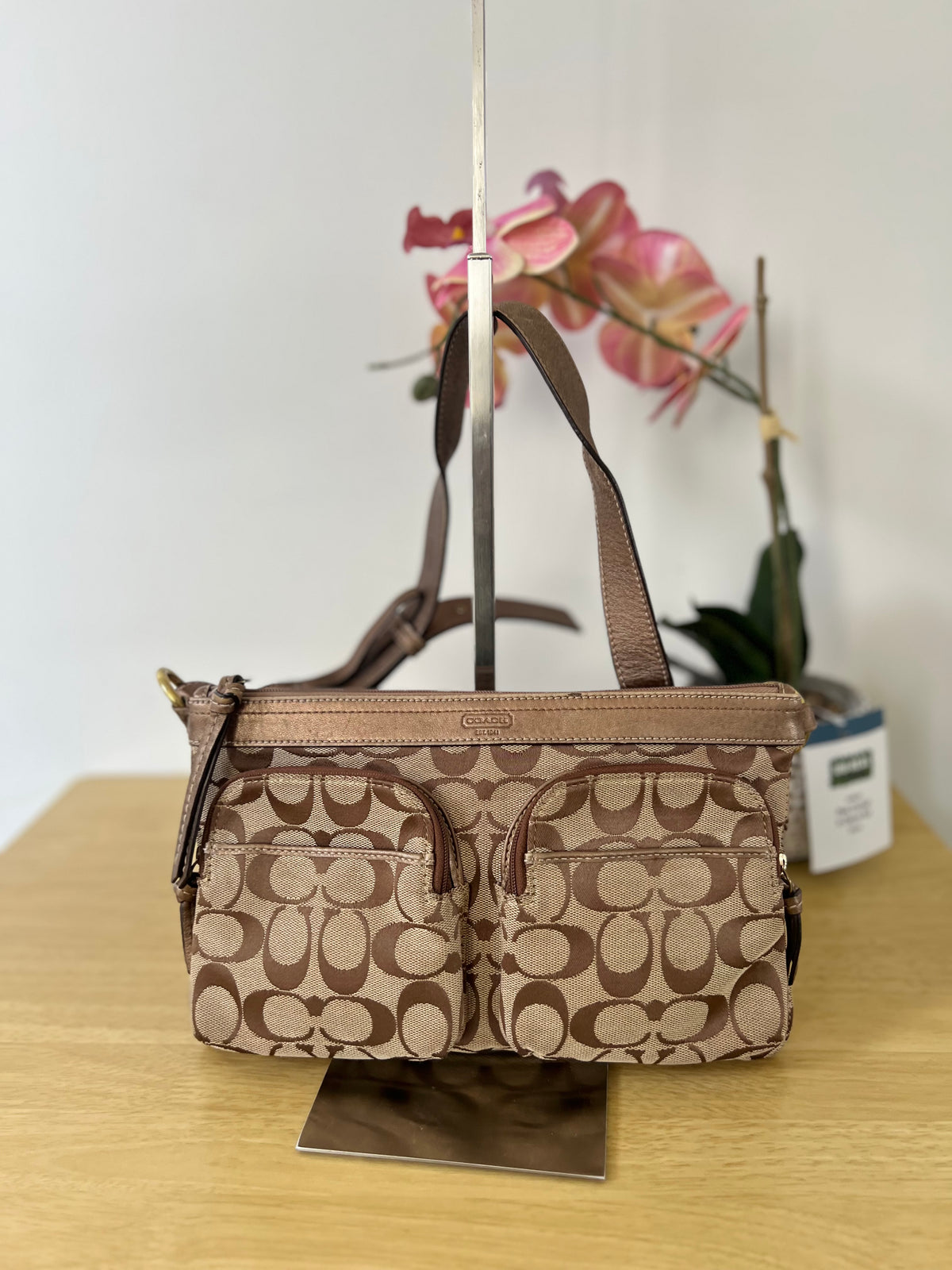 Coach Signature Double-Pocket Shoulder Bag