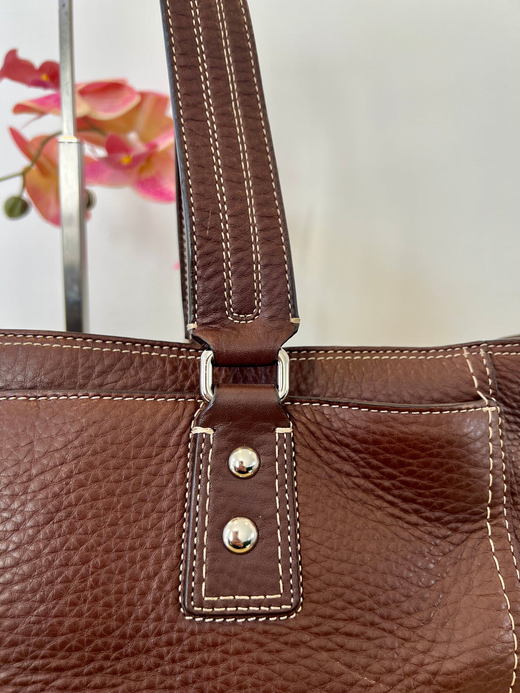 Coach Hampton Turnlock Large Leather Bag