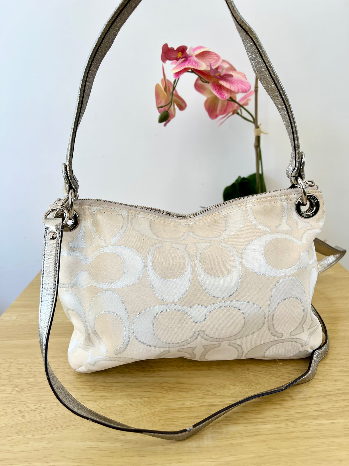 Coach Poppy Signature Double Pocket Shoulder Bag
