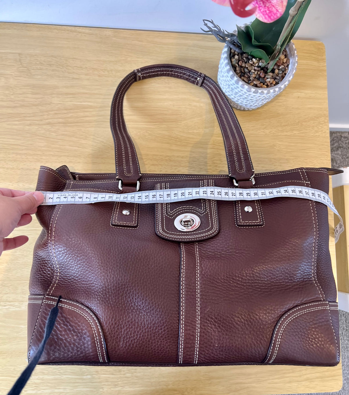 Coach Hampton Turnlock Large Leather Bag