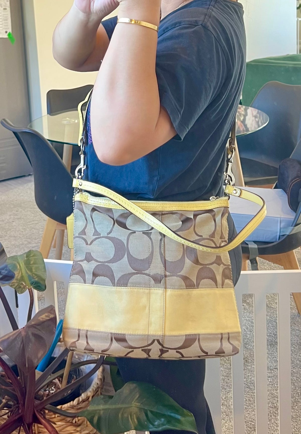 Coach Signature Stripe Hobo/Crossbody Bag