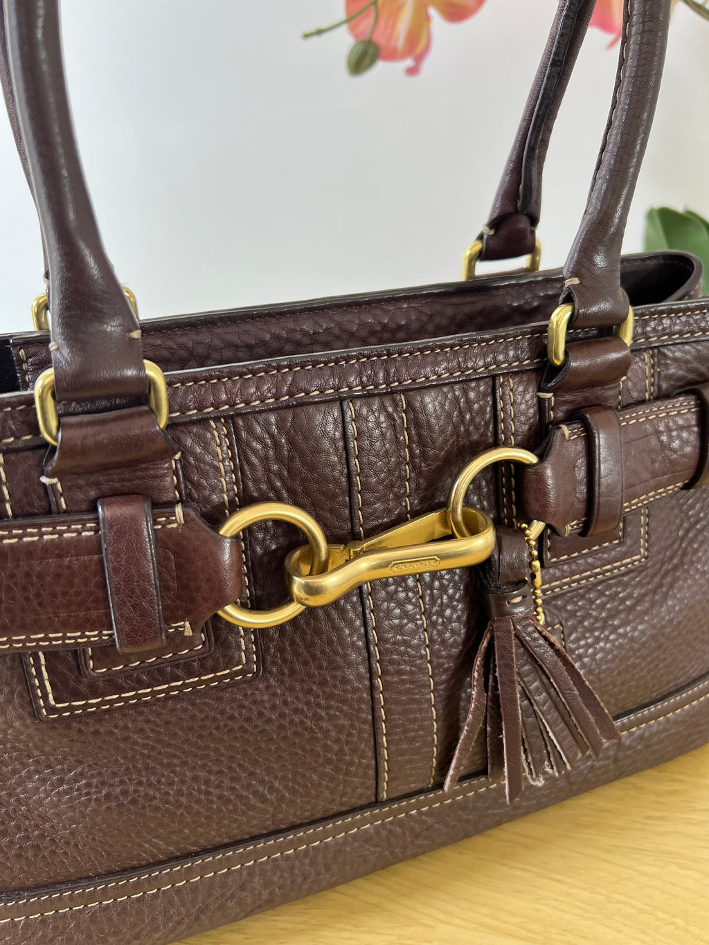 Coach Hamptons Leather Shoulder Bag