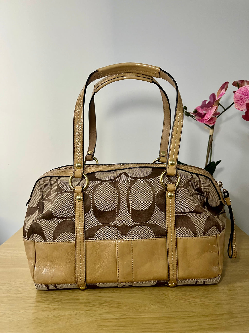 Coach Signature Canvas Satchel Shoulder Bag
