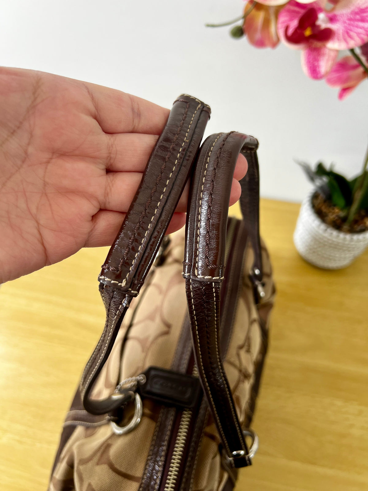 Coach Signature Stripe Satchel
