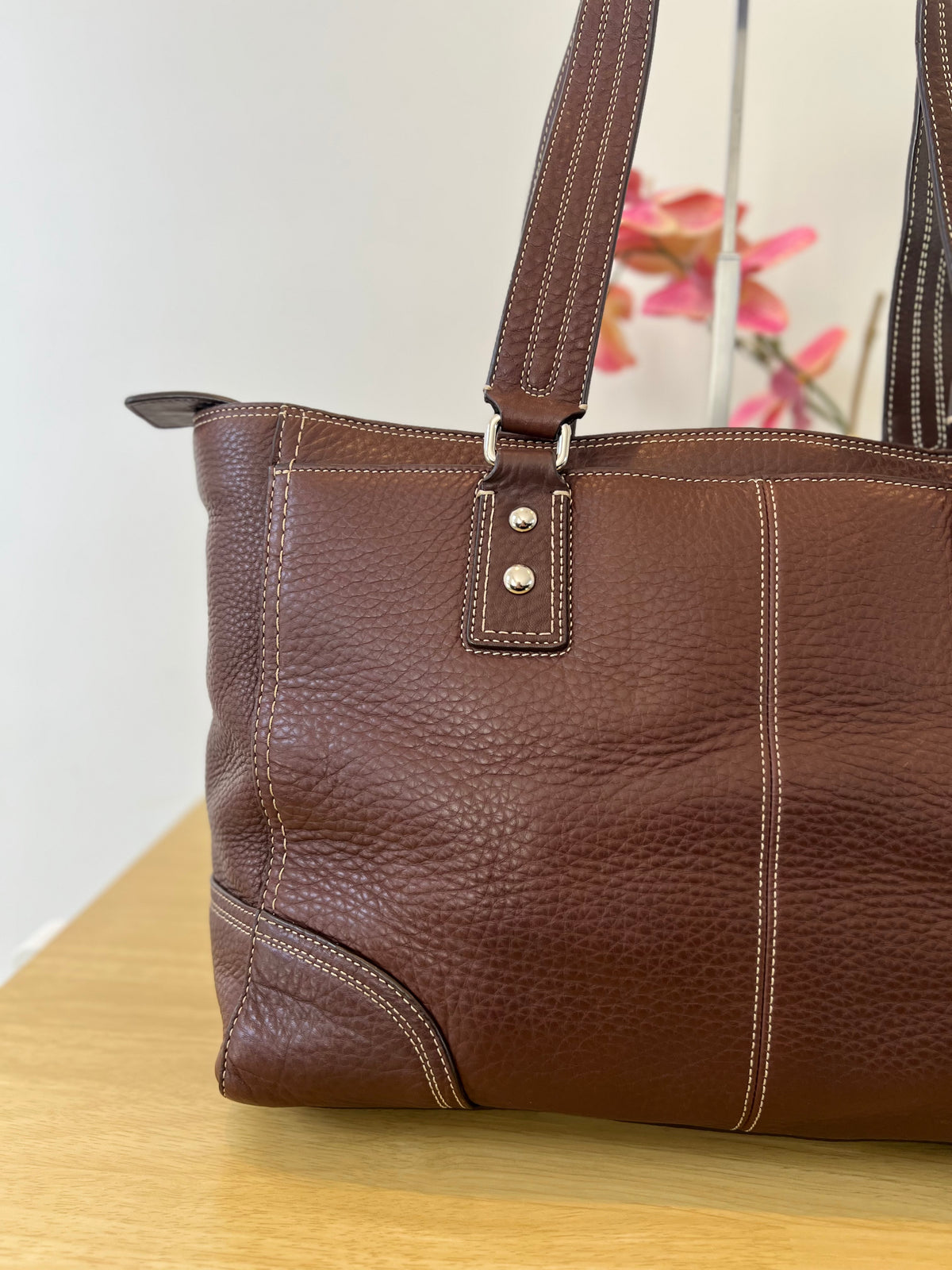 Coach Hampton Turnlock Large Leather Bag