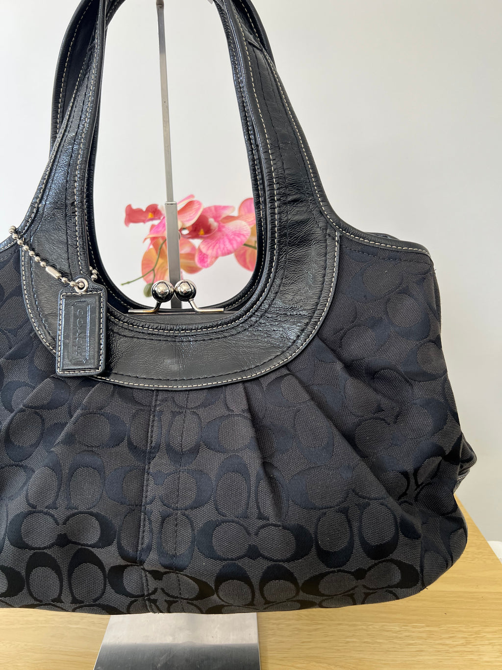 Coach Ergo Kisslock Signature Pleated Bag