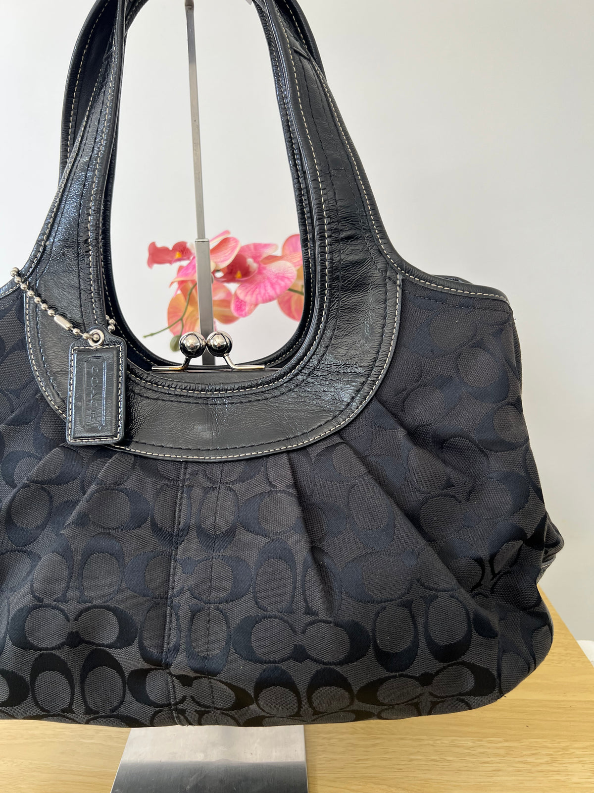 Coach Ergo Kisslock Signature Pleated Bag