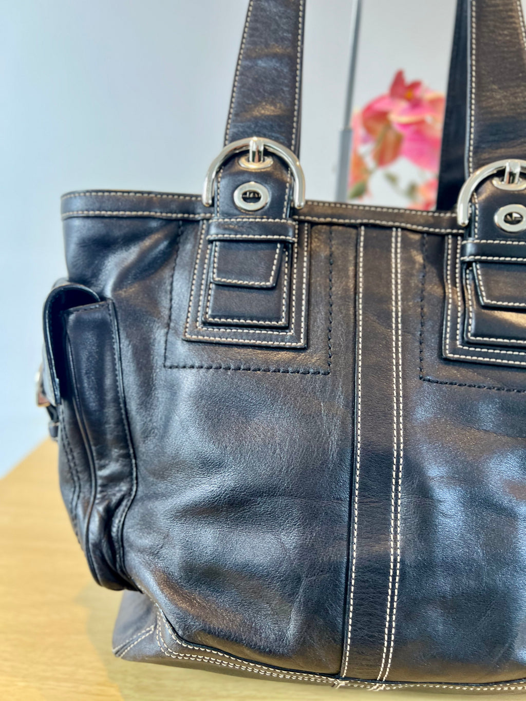 Coach Soho Vintage Large Leather Pocket Tote Bag