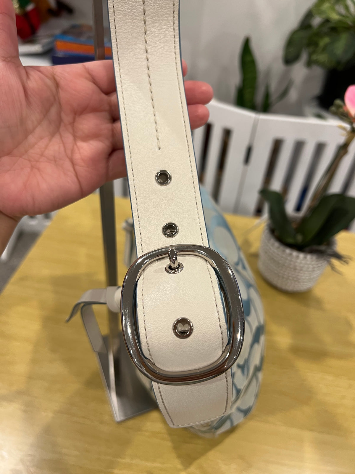 Coach Signature Rare Baby Blue Canvas Bucket Bag