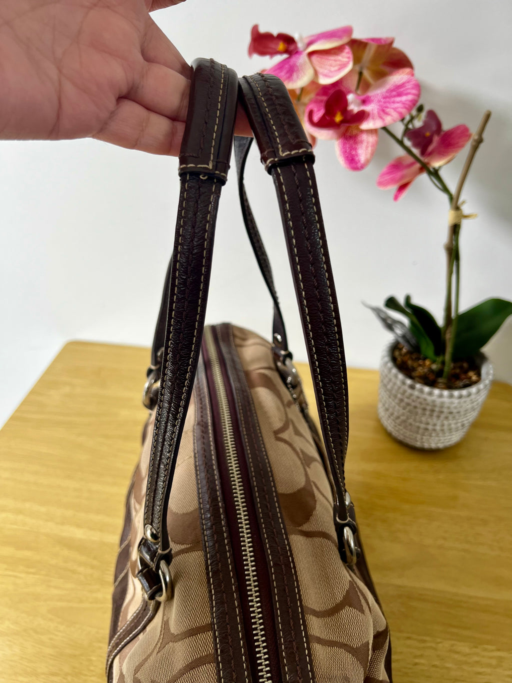 Coach Signature Stripe Satchel