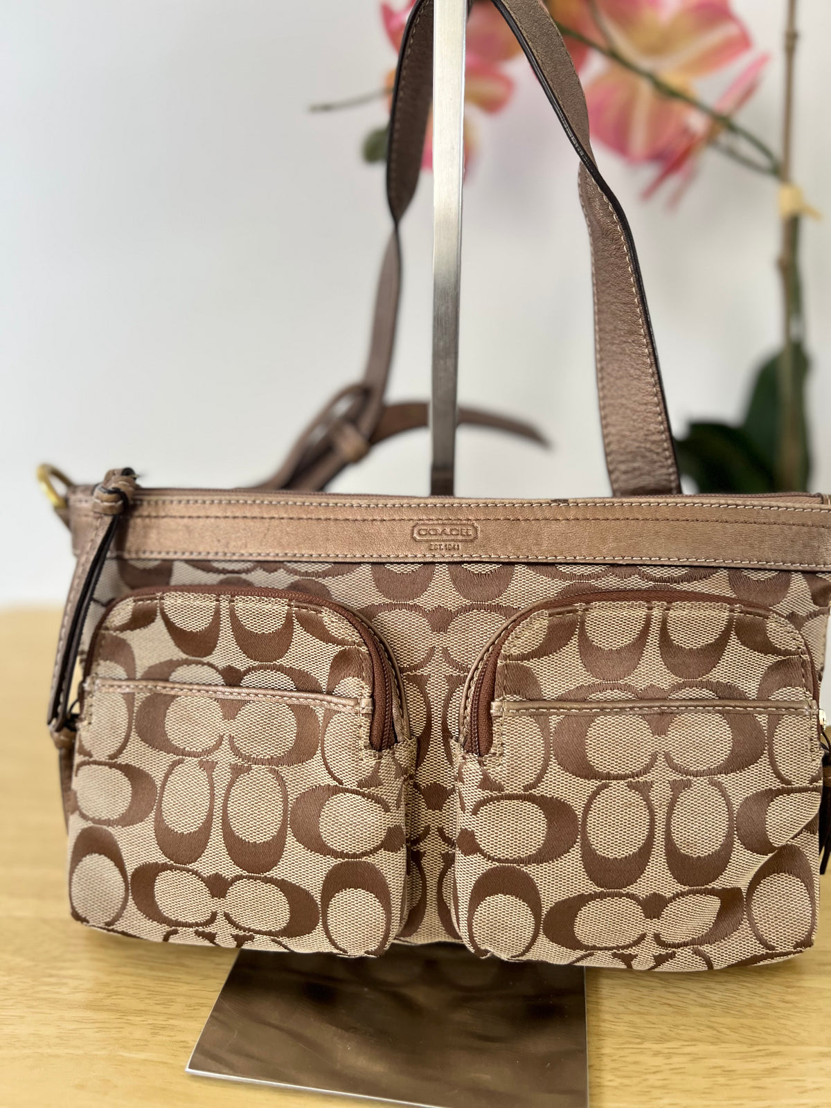 Coach Signature Double-Pocket Shoulder Bag