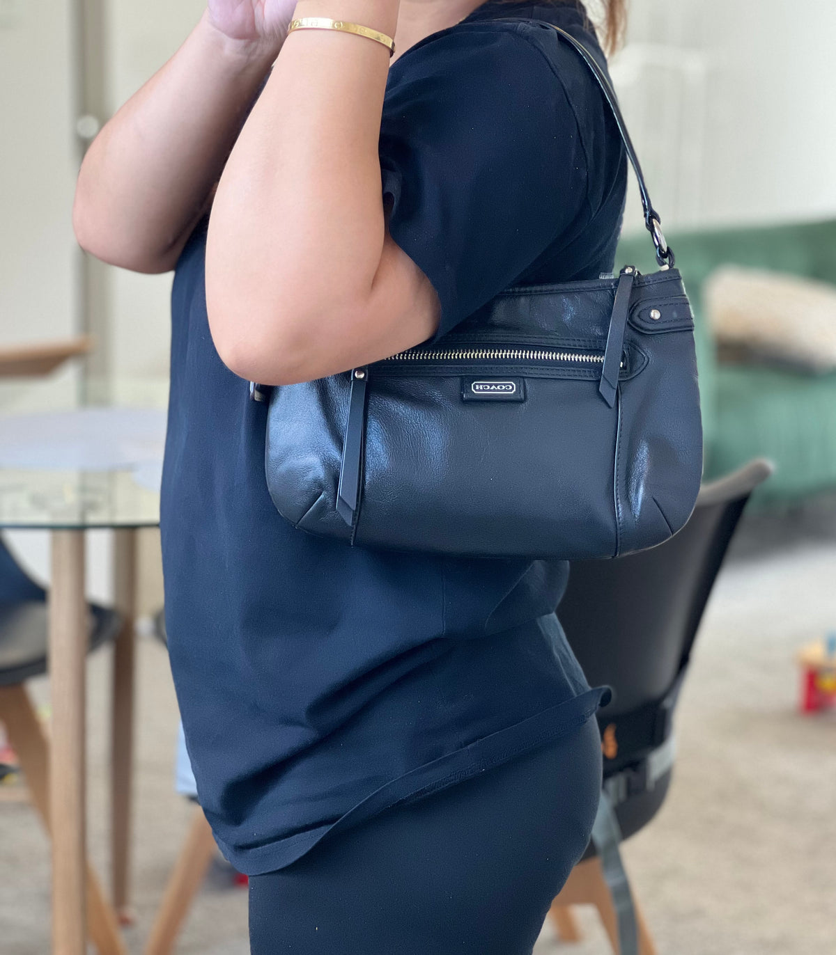 Coach Daisy Demi Shoulder Leather Bag