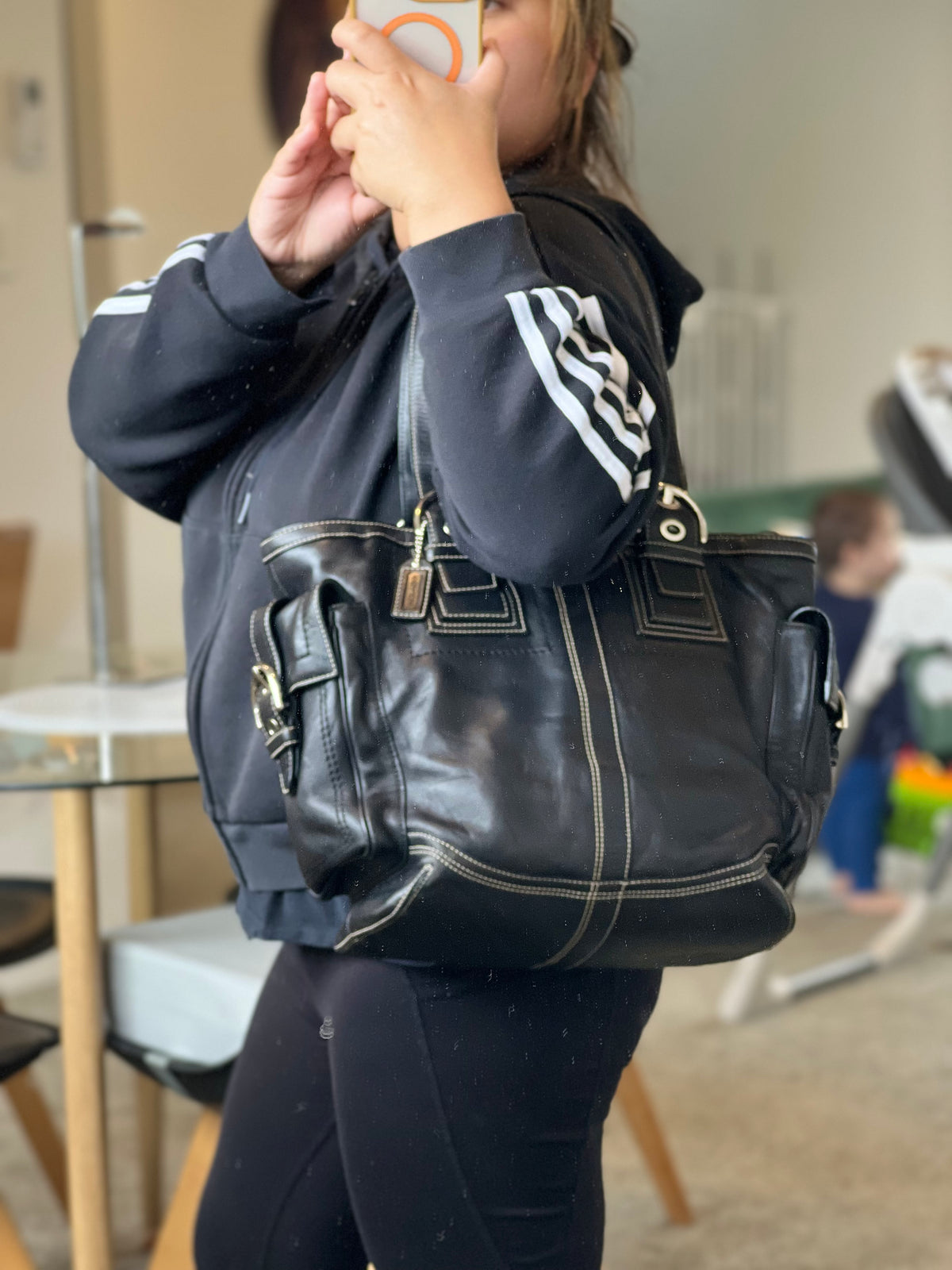 Coach Soho Vintage Large Leather Pocket Tote Bag
