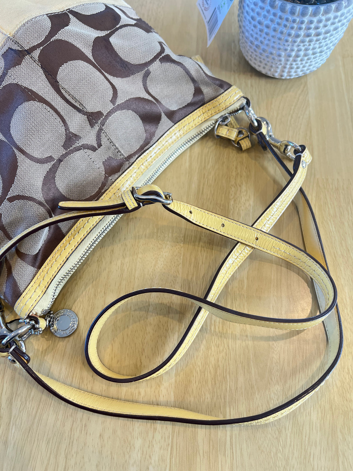 Coach Signature Stripe Hobo/Crossbody Bag